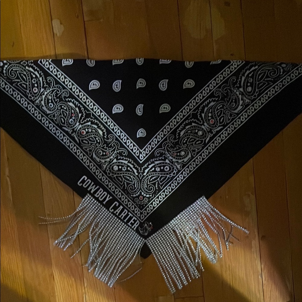 Beyonce Black Bandana with sparkly fringe